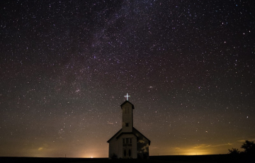 Church with night sky in the background