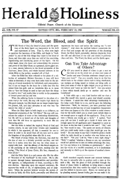 Front page of Herald of Holiness - February 18, 1925