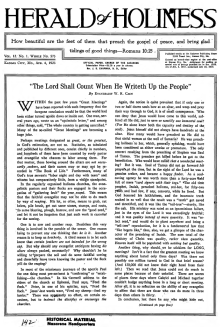Front page of Herald of Holiness - April 4, 1923