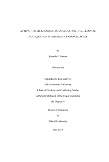 Attracting Millennials: An Examination of Millennial Participation in Assembly of God Churches