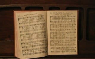 Open book of hymns