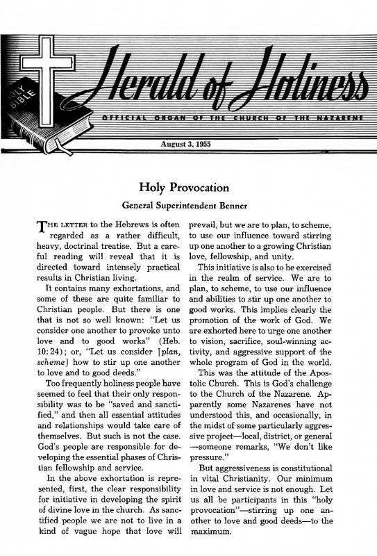 Title Page of Herald of Holiness - August 3, 1955.