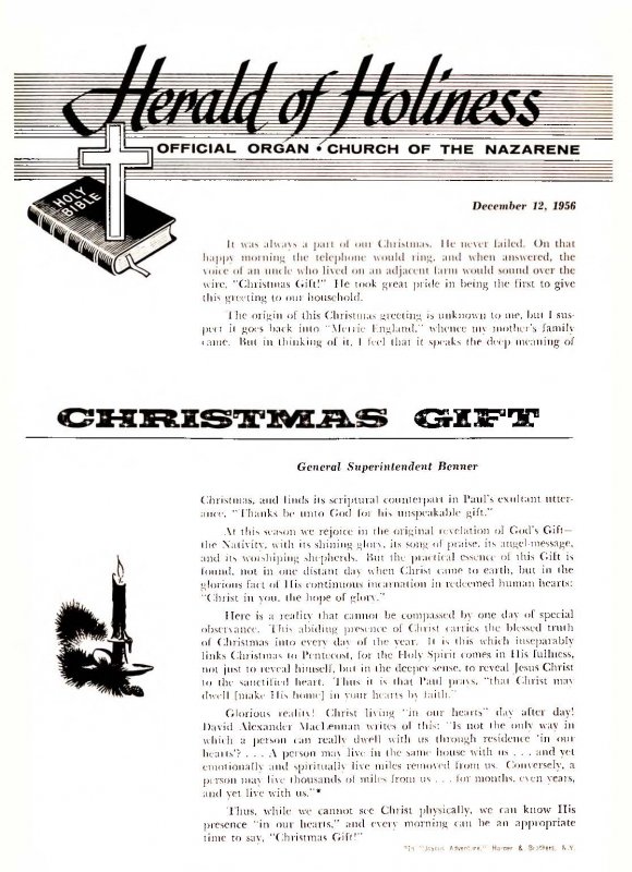 Title Page of Herald of Holiness - December 12, 1956
