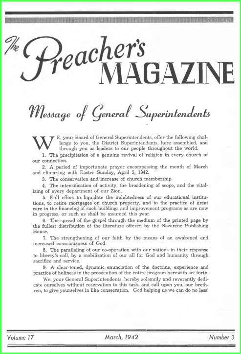 The cover of "The Preacher's Magazine"