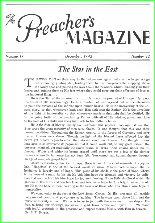 The cover of "The Preacher's Magazine"