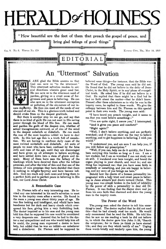 Title Page of Herald of Holiness - May 14, 1919