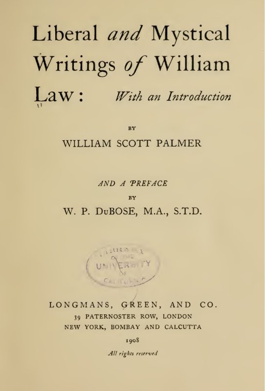 Book Title Page Liberal and Mystical Writings of William Law