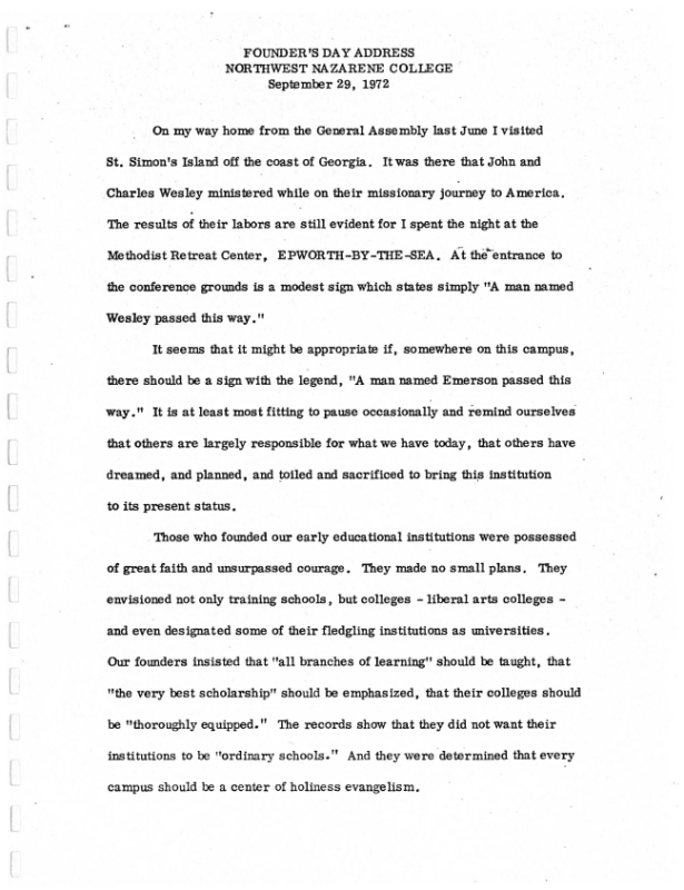 First page of Founder's Day Address Mann