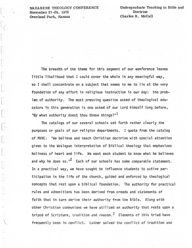 Undergraduate Teaching in Bible and Doctrine