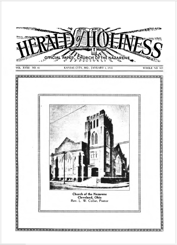 Front page of Herald of Holiness - January 1, 1930