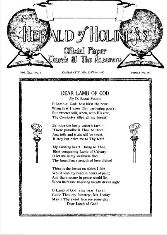 Front page of Herald of Holiness - May 14, 1930