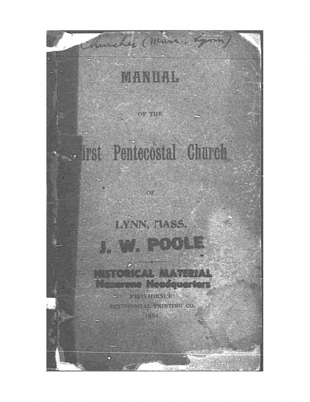 Manual of the First Pentecostal Church of Lynn, Mass. 1898