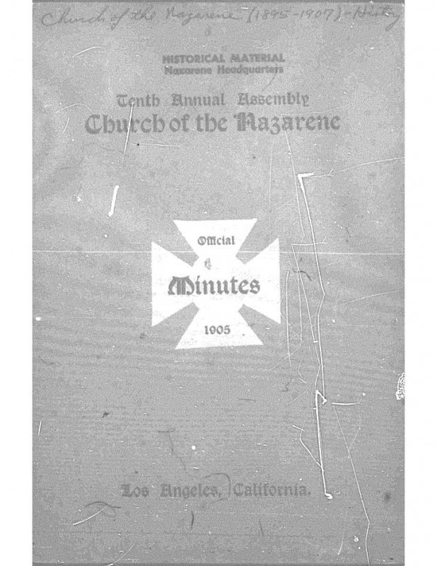 Tenth Annual Assembly Church of the Nazarene Official Minutes 1905