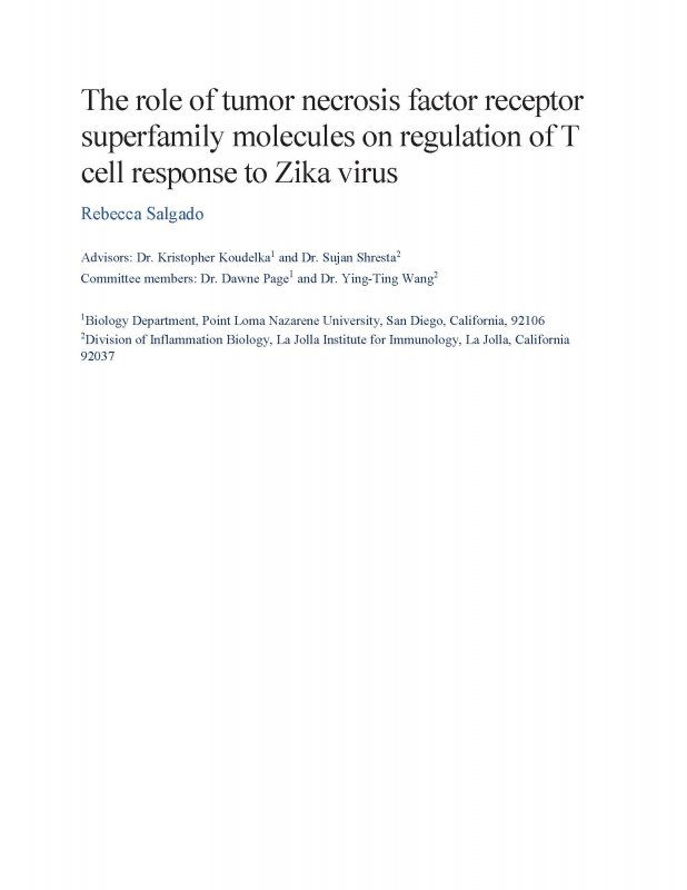 The Role of Tumor Necrosis Factor Receptor Superfamily Molecules on regulation of T cell response to Zika virus